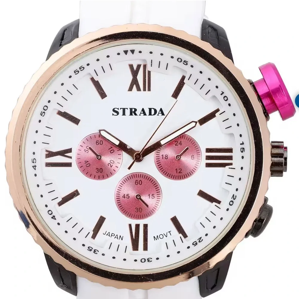 Strada Japanese Movement Peach false Button Dial Watch